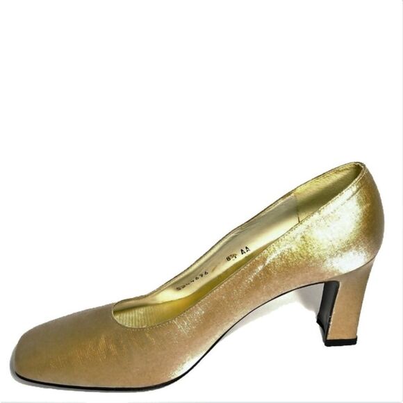 Stuart Weitzman Gold Textile Pumps Sz 8.5AA - Picture 6 of 8